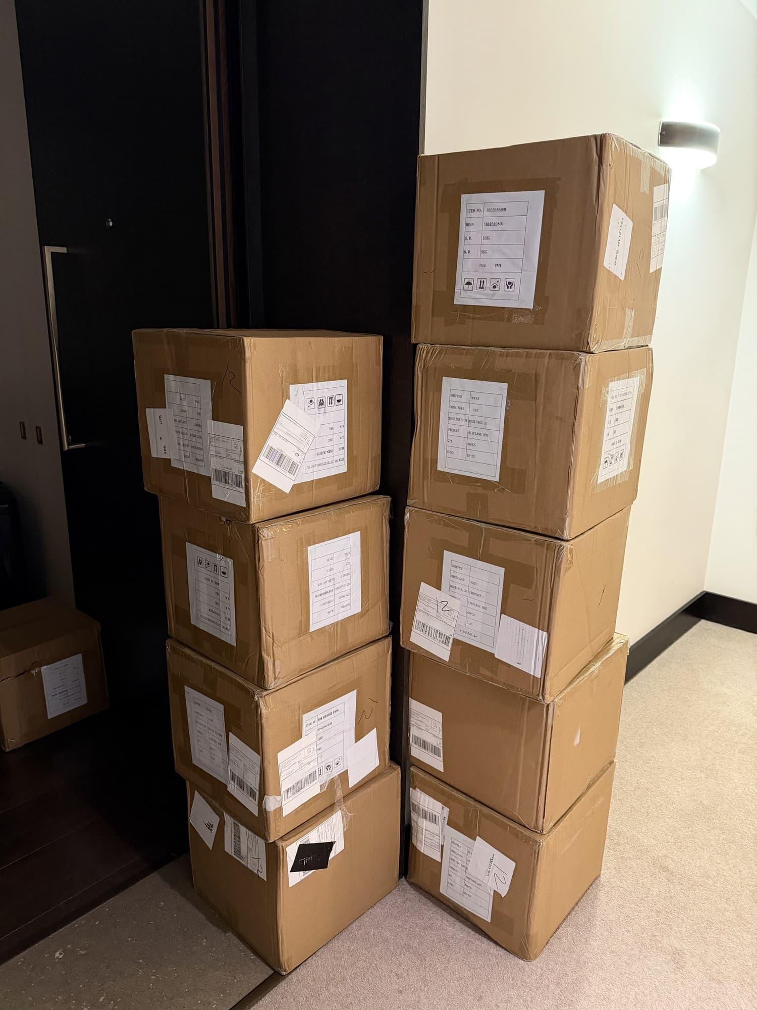 Boxes of approved Erha Pocket Shots packaging ready for the next step