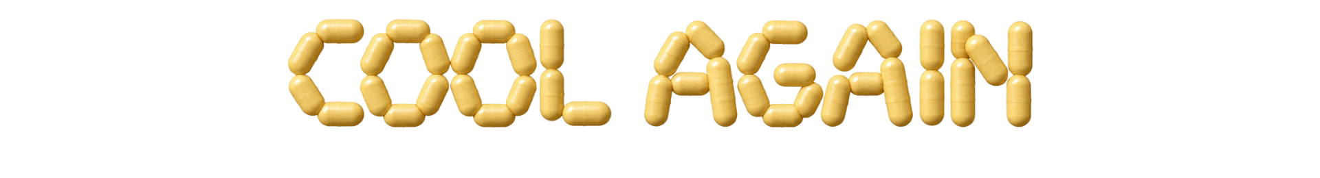 Cool Again spelled with golden ginger capsules